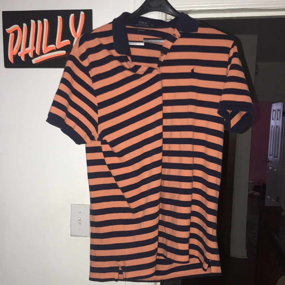 Polo XXL Custom Slim Fit Orange and Blue striped